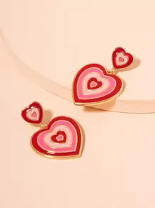 雙心耳墜 - 彩色 - 查看 1