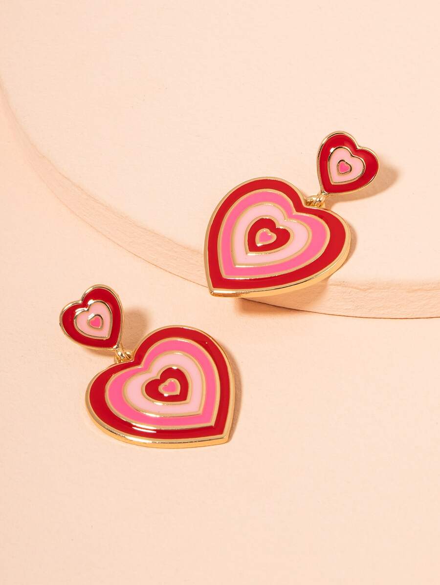 雙心耳墜 - 彩色 - 查看 1