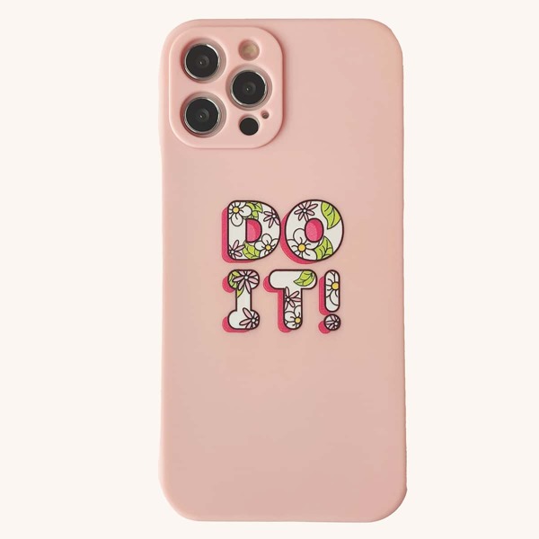 

Letter Graphic Phone Case, Pink