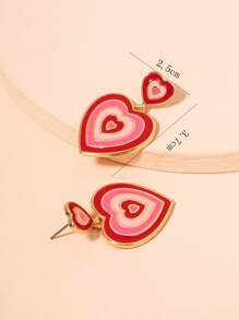 雙心耳墜 - 彩色 - 查看 4