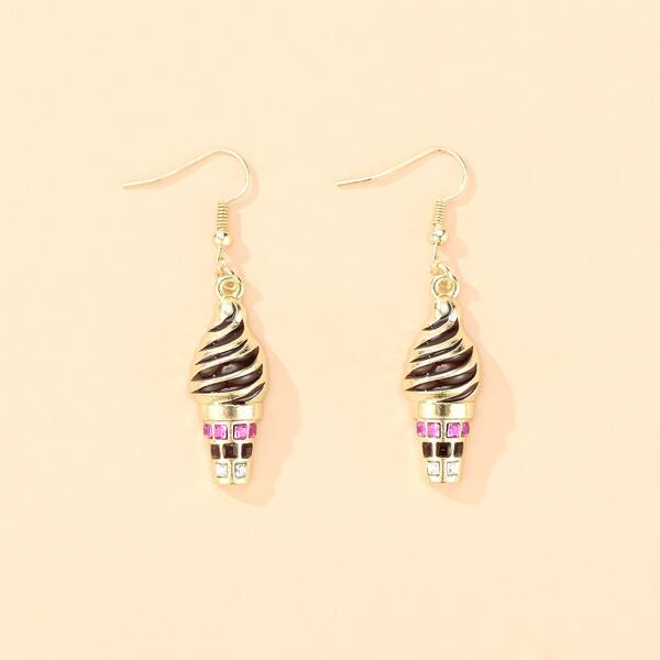 

Rhinestone Detail Ice Cream Drop Earrings, Gold
