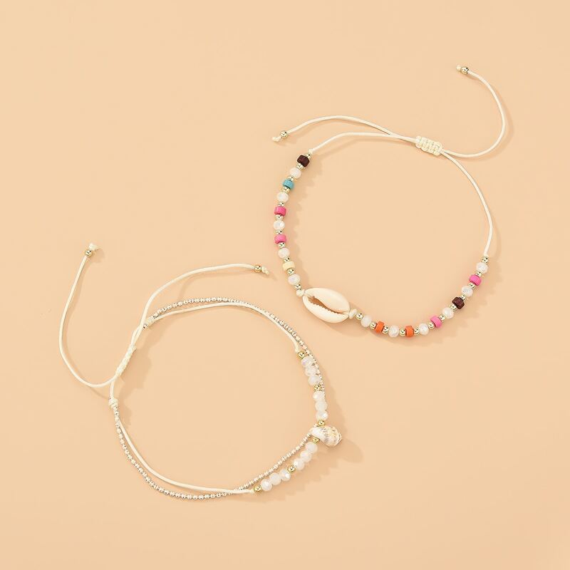 

2pcs Shell Decor Anklet, Multicolor