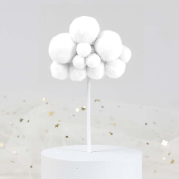 

1pc Pom Pom Cake Topper, White