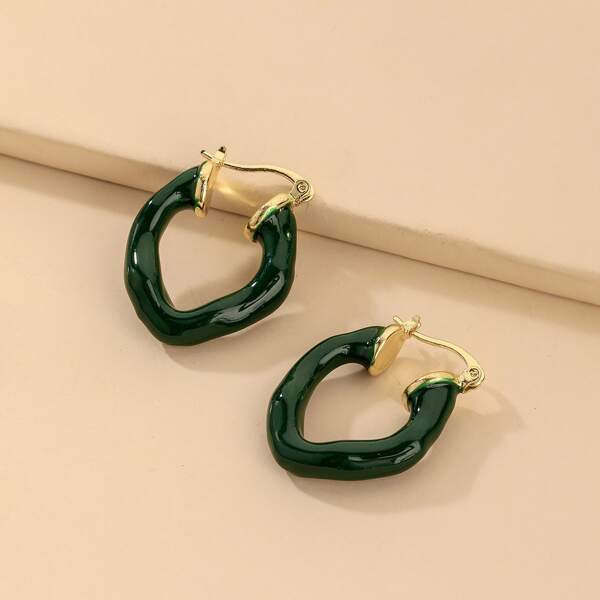 

Irregular Hoop Earrings, Dark green