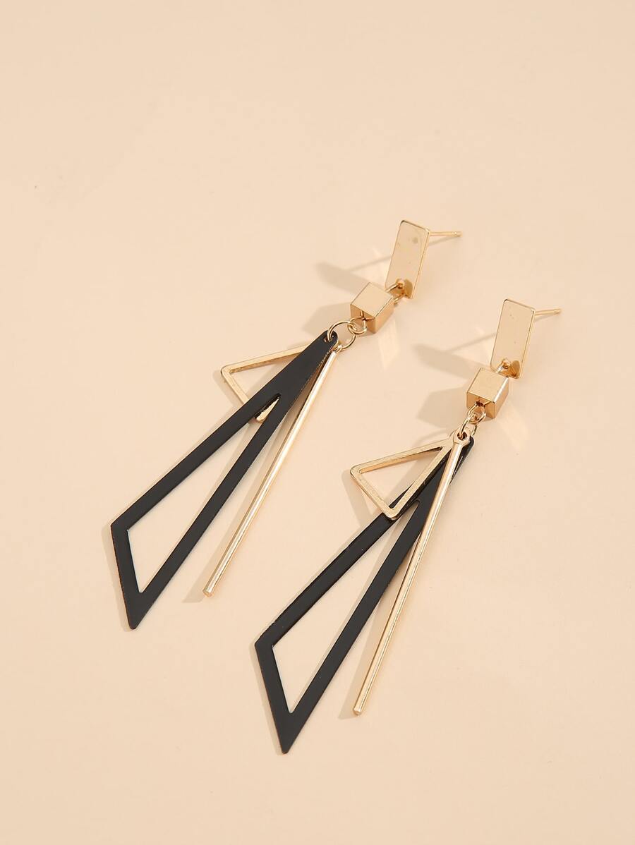 Hoa tai hình tam giác thả - màu đen - Xem 1