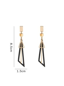 Hoa tai hình tam giác thả - màu đen - Xem 3