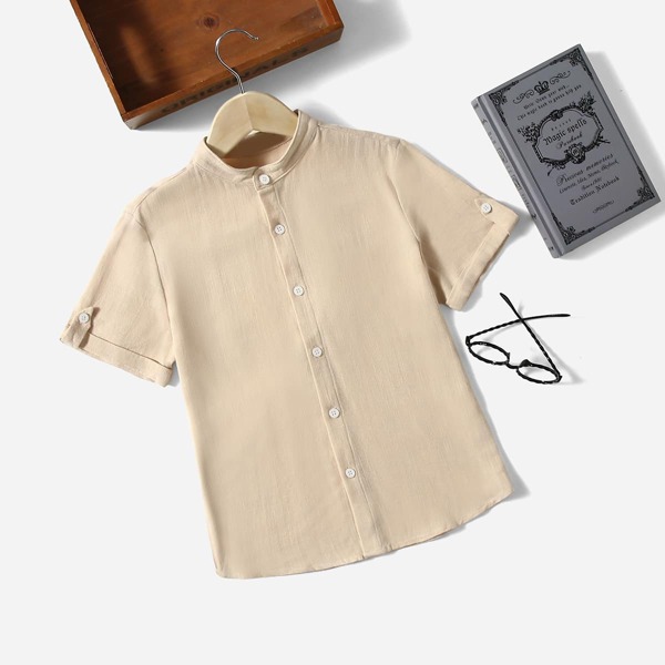 

Boys Roll Tab Sleeve Shirt, Khaki