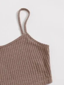 Muchica Waffle Knit Cami Top & Drawstring Leggings Set - Mocha Brown - View 3