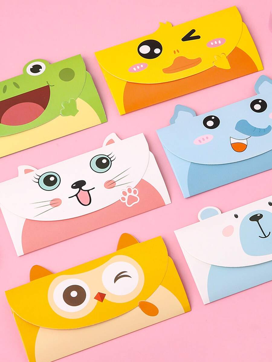 6pcs Cartoon Graphic Random Greeting Card - Multicolor - View 1