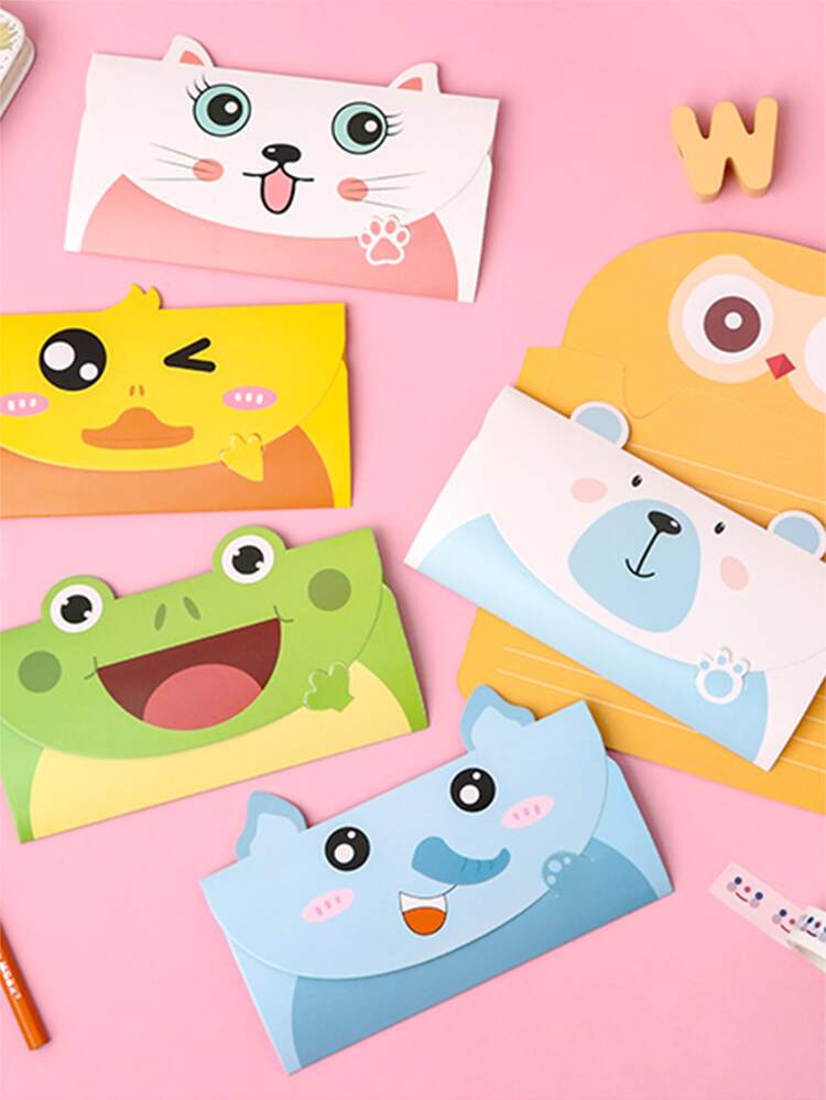 6pcs Cartoon Graphic Random Greeting Card - Multicolor - View 6