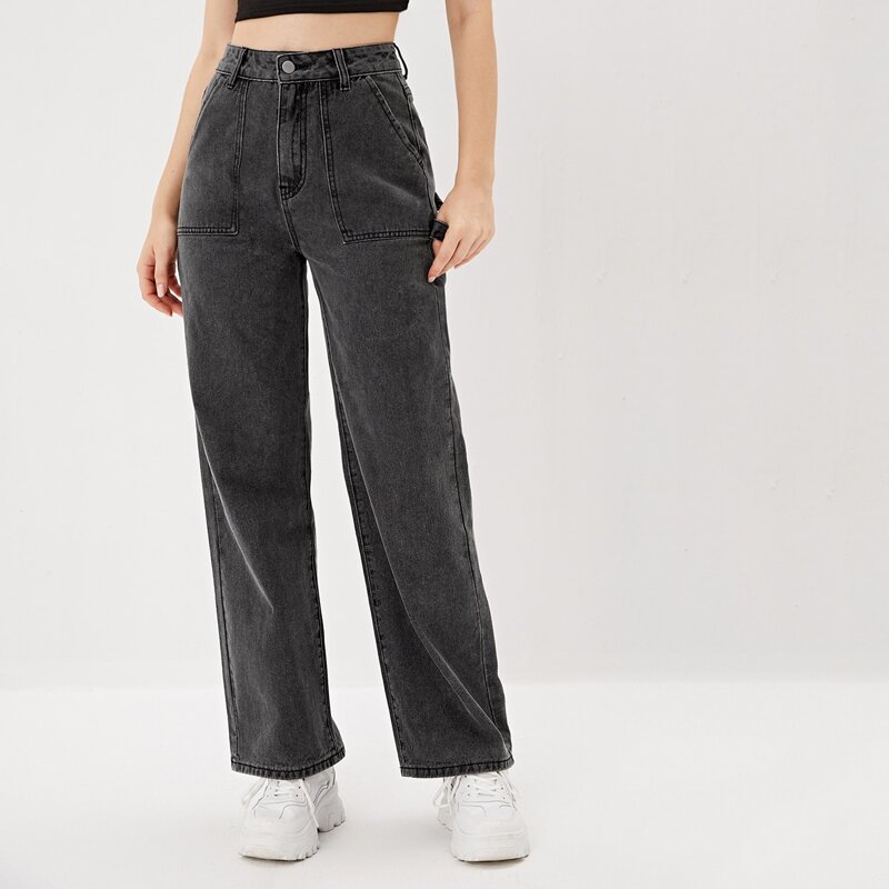 

Wide Leg Jeans, Dark grey