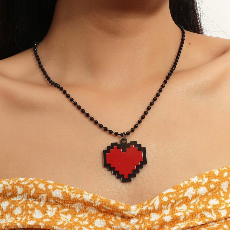 

Heart Decor Chain Necklace, Red