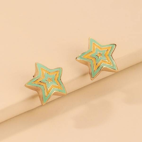 

Star Stud Earrings, Multicolor
