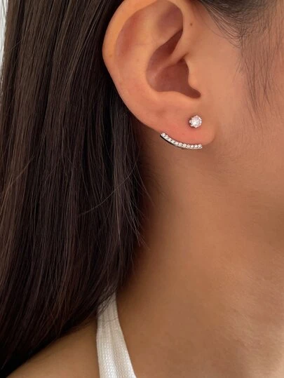 Andkiss Rhinestone Decor Earring Jackets