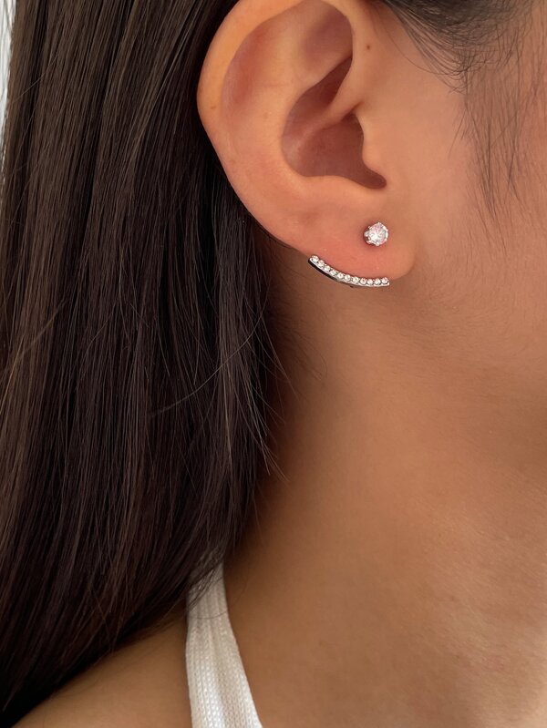 Andkiss Rhinestone Decor Earring Jackets