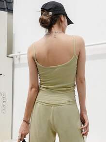 DAZY con costura lateral en contraste Top de tirantes con Pantalones - Verde Lima - Ver 2