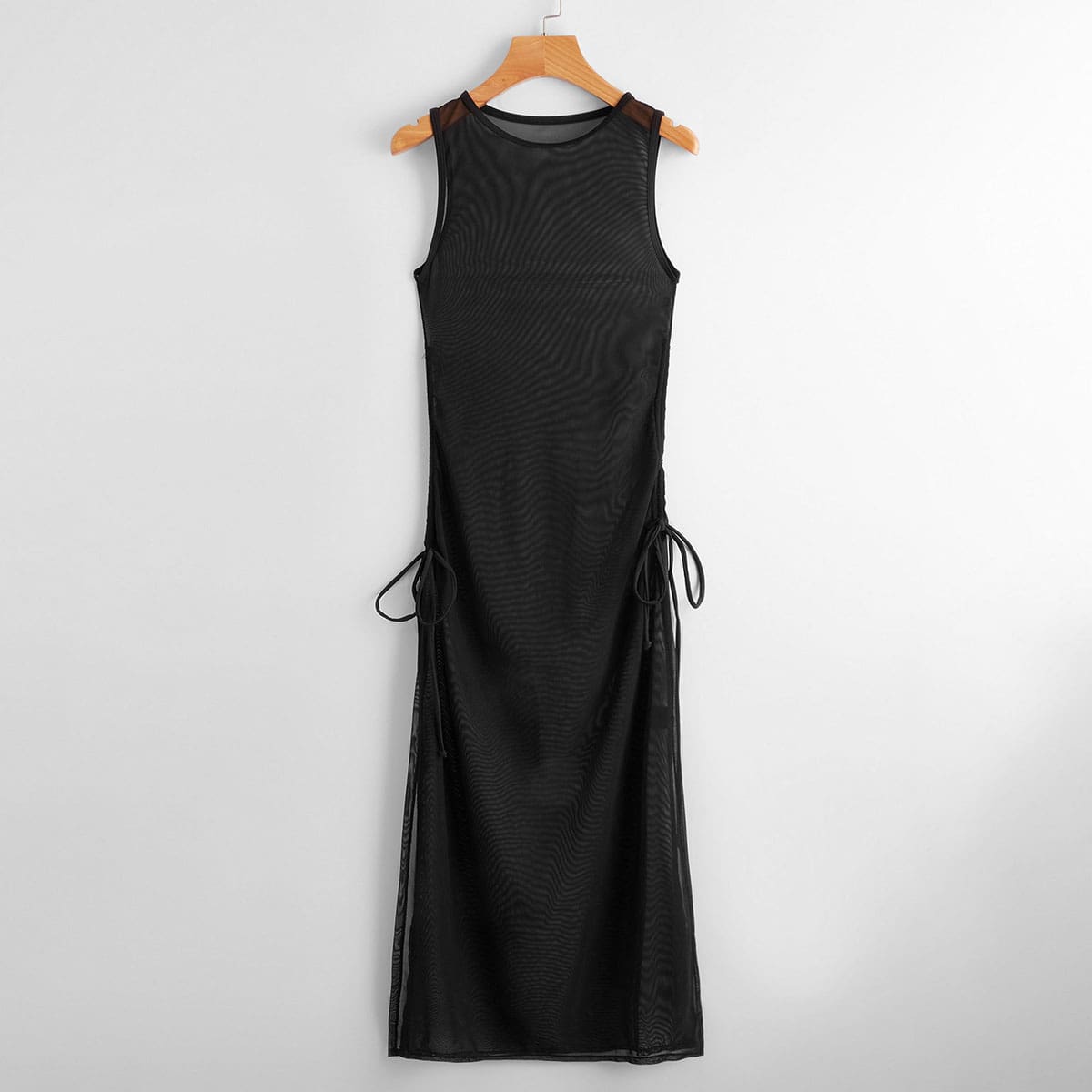 

Solid Drawstring Cover Up, Black
