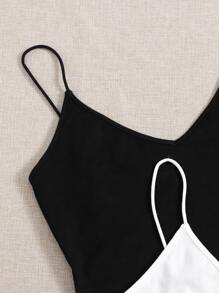 SHEIN EZwear Plus 2pcs Solid Crop Cami Top - Black and White - View 6