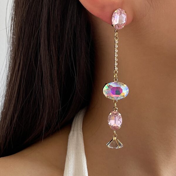 

Rhinestone Drop Earrings, Multicolor