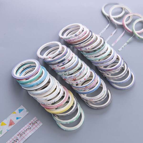 

100rolls Mixed Pattern Random Washi Tape, Multicolor