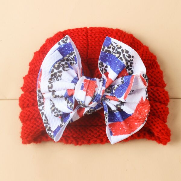 

Baby Bow Decor Knitted Hat, Red