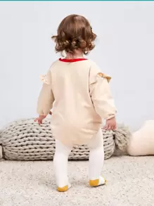 Peninsula Baby 嬰兒愛心圖案荷葉邊連身背心 - 杏色 - 查看 2