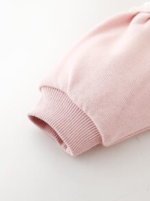 Peninsula Baby 嬰兒卡通圖案字母刺繡網眼刺繡邊保暖連身褲 - 淺粉色 - 查看 4