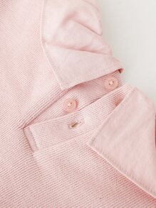 Peninsula Baby 嬰兒卡通圖案字母刺繡網眼刺繡邊保暖連身褲 - 淺粉色 - 查看 5