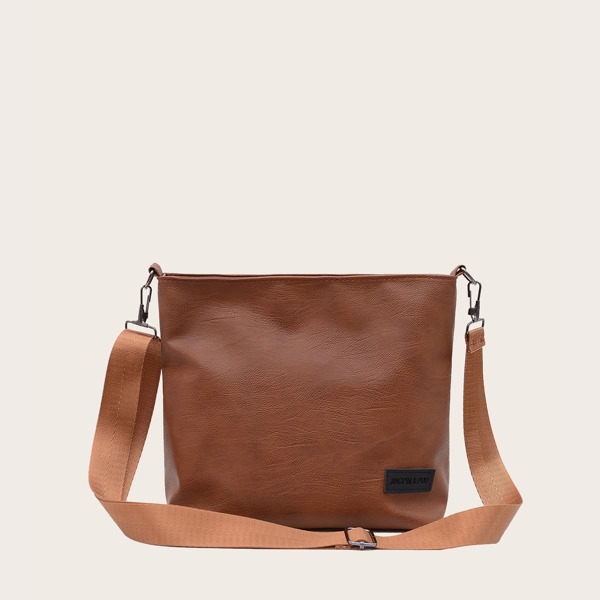 

Letter Patch Square Bag, Brown