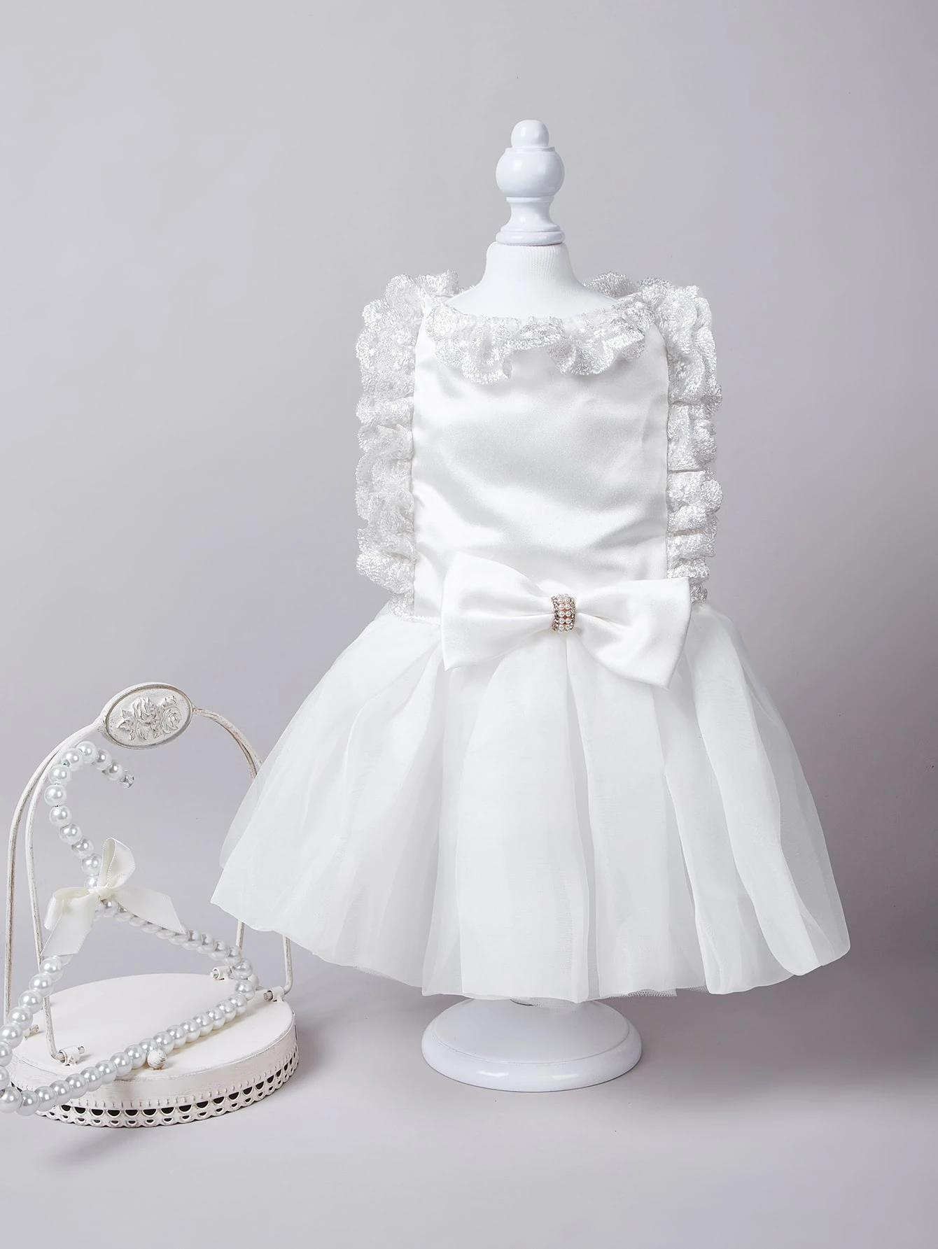 レース デコレーション ペット ウェディングドレス