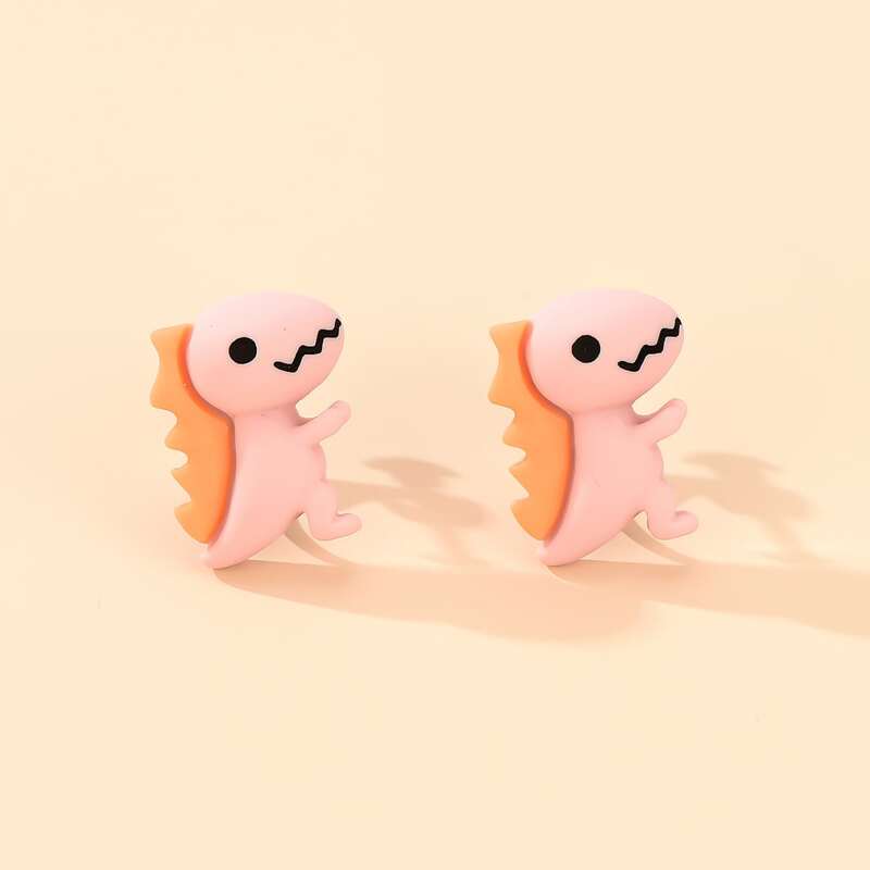 

Cartoon Dinosaur Stud Earrings, Pink