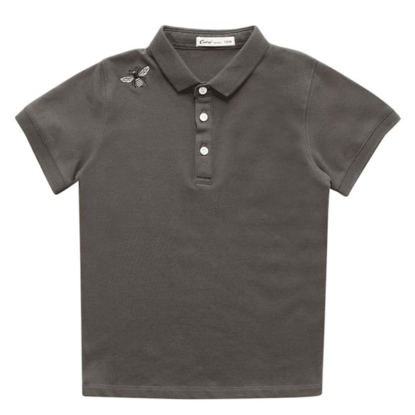 

Boys Embroidered Detail Polo Shirt, Dark grey