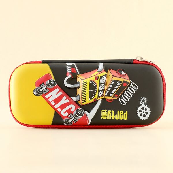 

Skateboard Print Pencil Case, Black