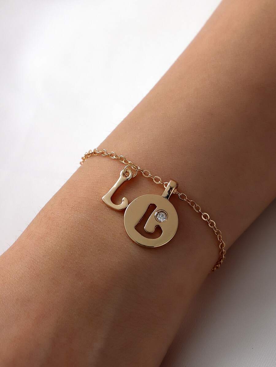 Pulsera con diseño de letra - Amarillo Oro - Ver 1