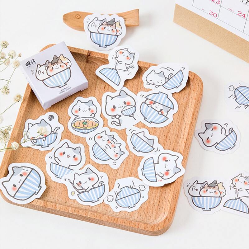 

45pcs Cartoon Cat Print Sticker, Multicolor