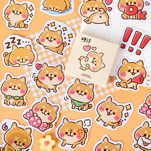 

45pcs Cartoon Dog Print Sticker, Multicolor