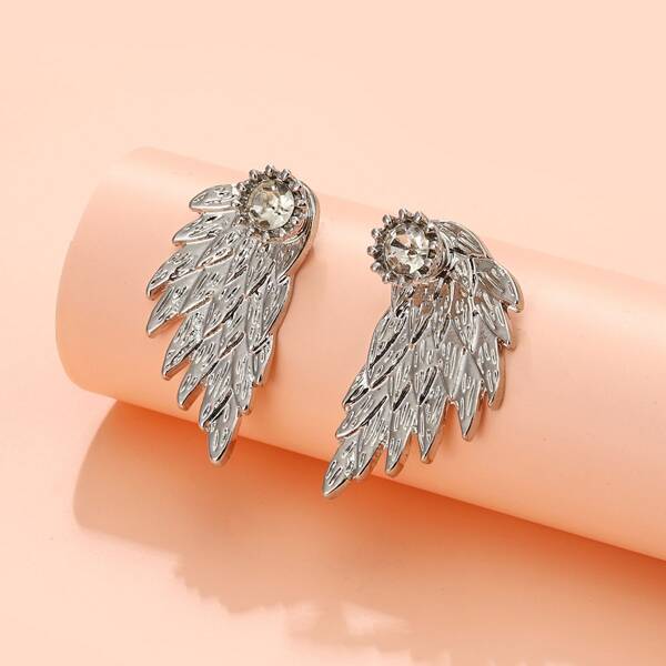 

Wing Design Earrings, Silver