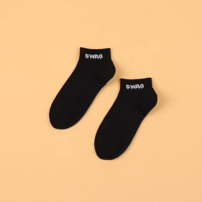 

Letter Graphic Socks, Black