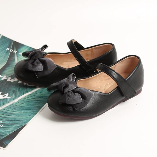 

Girls Bow Decor Flats, Black