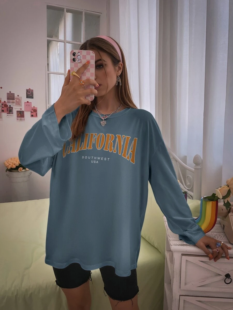 Áo thun Lá thư Giải trí - Màu xanh bụi bặm - Xem 1