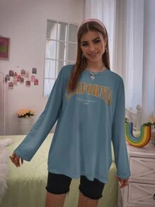 Áo thun Lá thư Giải trí - Màu xanh bụi bặm - Xem 3