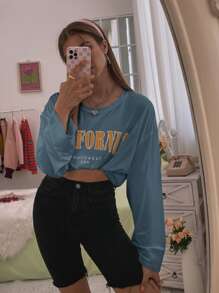 Áo thun Lá thư Giải trí - Màu xanh bụi bặm - Xem 5