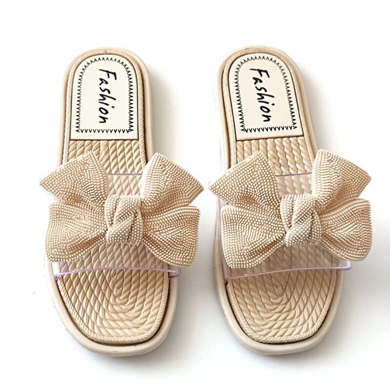 

Bow Decor Espadrille Slides, Beige
