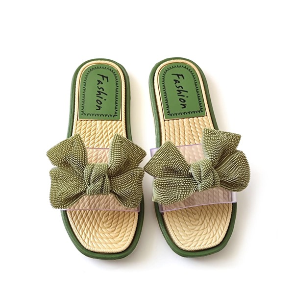 

Bow Decor Espadrille Slides, Green