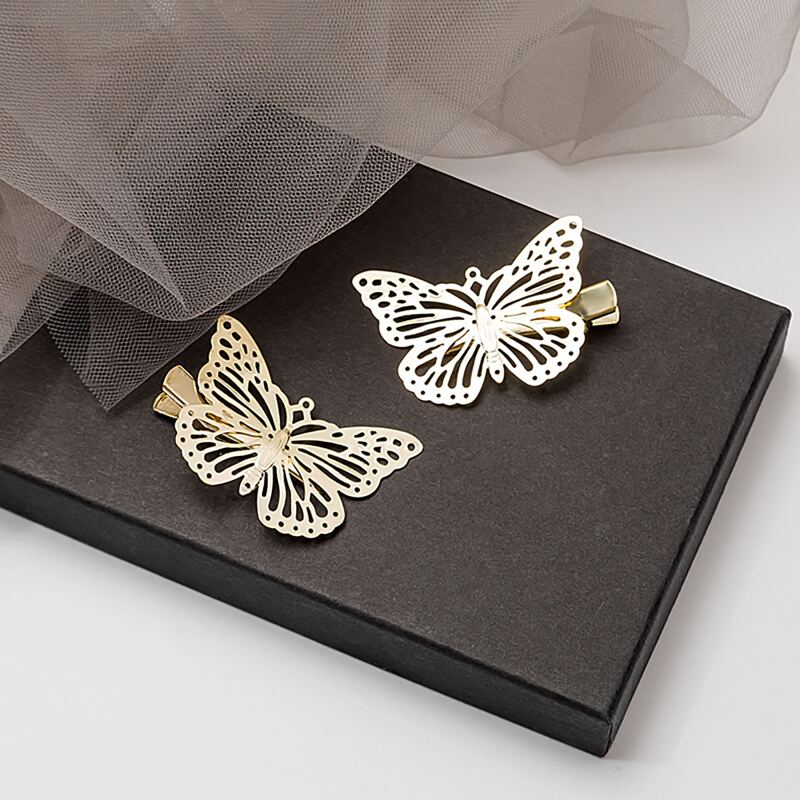 

2pcs Butterfly Design Hair Clip, Gold