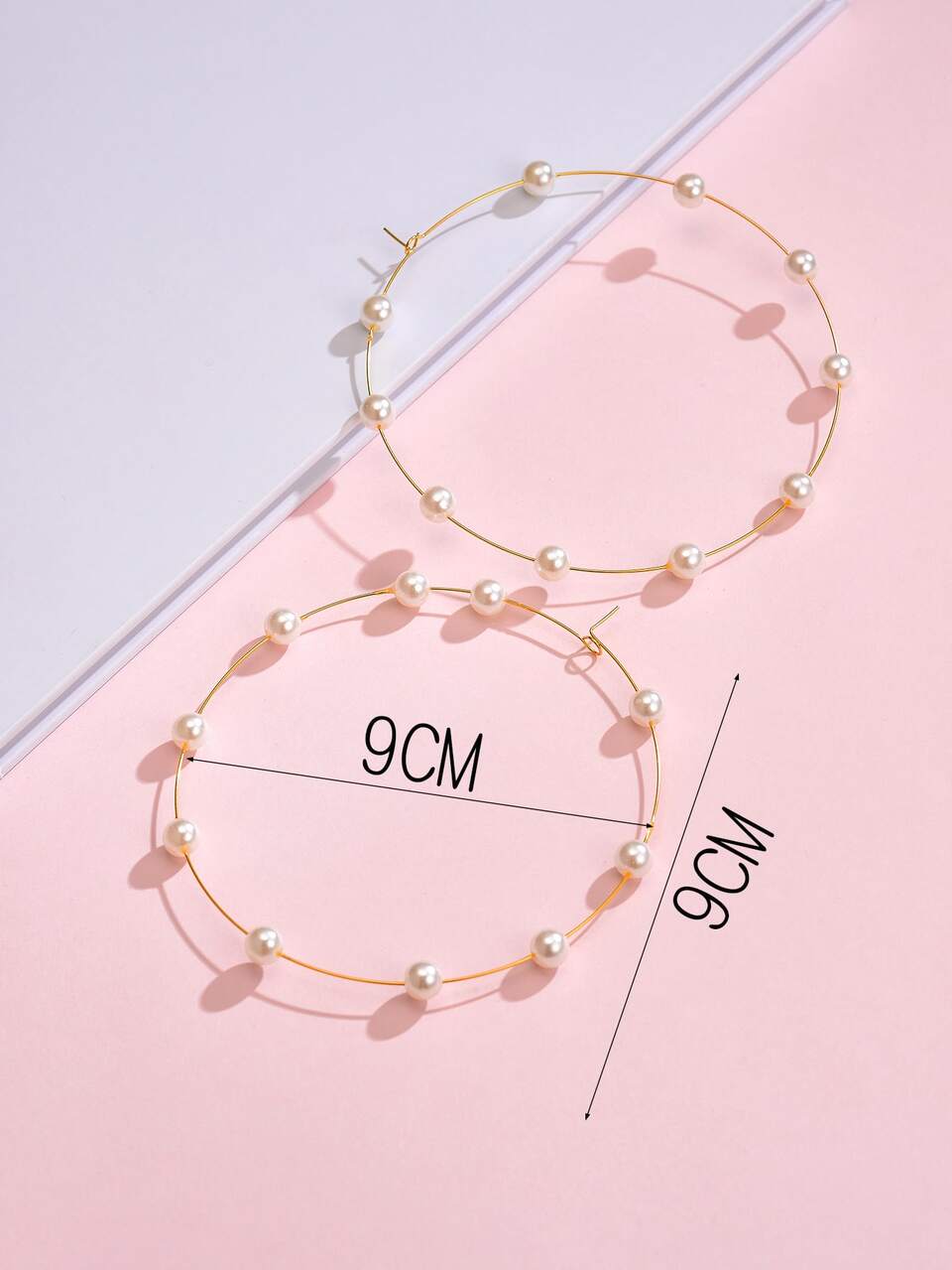 Faux Pearl Decor Hoop Earrings