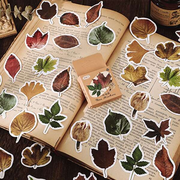 

45pcs Leaf Print Sticker, Multicolor