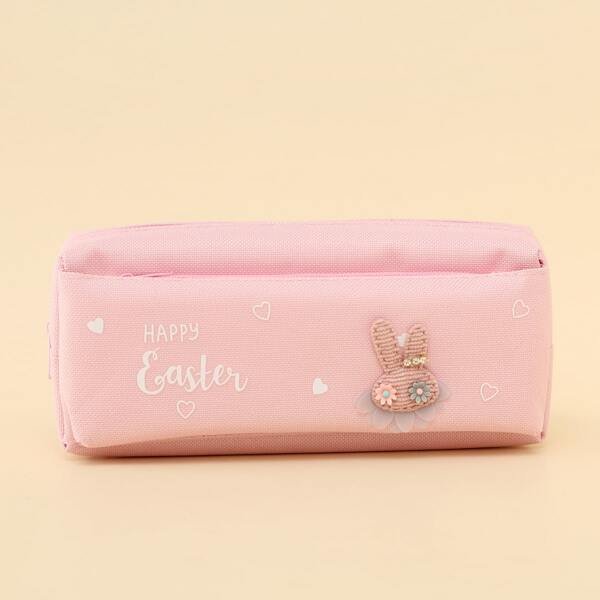

1pc Letter Graphic Pencil Case, Pink
