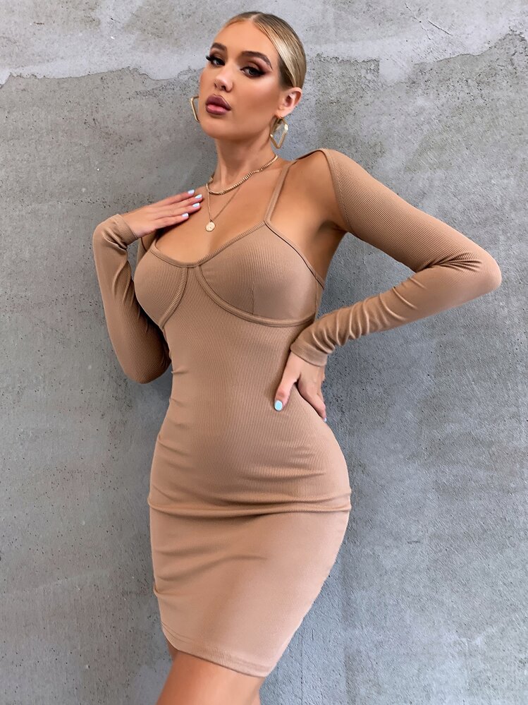 bodycon crop top dress Super Crop Top & Ribbed Knit Bodycon Dress