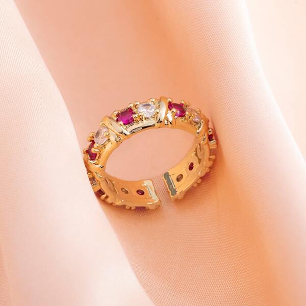 

18K Gold Plated Zircon Decor Cuff Ring